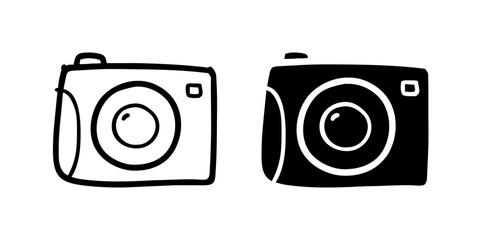Vector icon set depicting cameras, perfect for photography and technology designs.