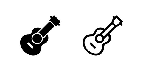 Naklejka premium Vector icon set featuring guitars, perfect for music and entertainment designs.