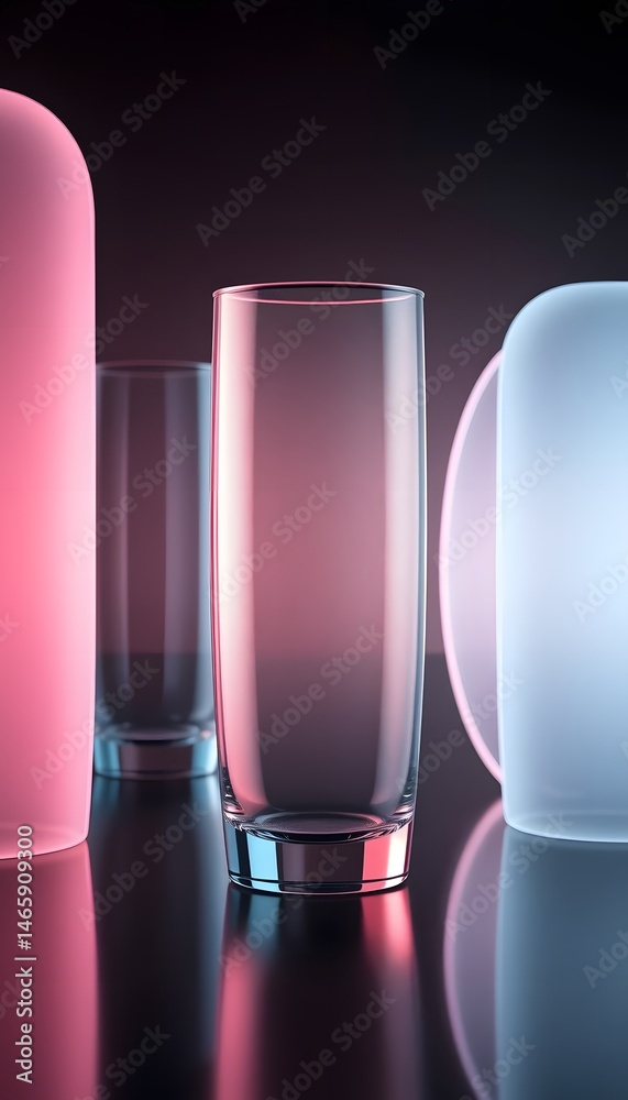 Aufkleber Abstract Glass Forms Showcase Light Effects, Creating Luminous Depth, Elegant Backgrounds, And Modern Design Elements For Artistic Projects. Simple Textures Blend Soft Gradients. This Modern Art Adds