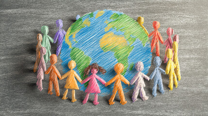 Colored Man Holding Hands Around the Earth