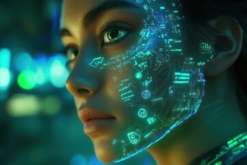 Person with digital overlay