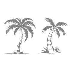 Collection of stylized palm trees in a grayscale silhouette