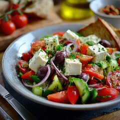 greek salad with feta cheese and olives