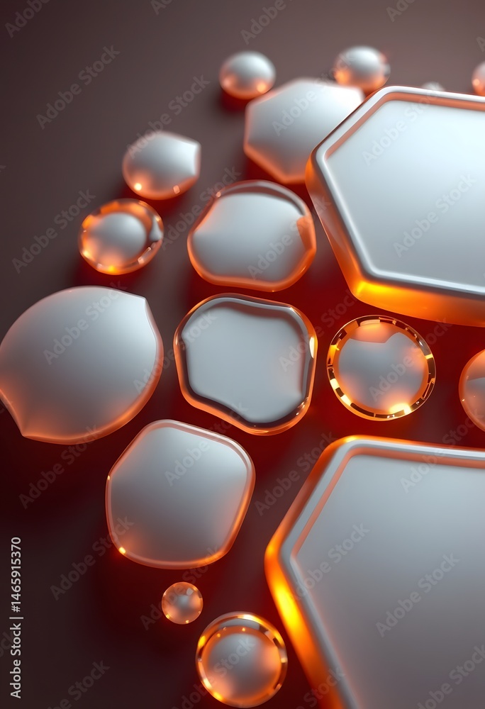 Aufkleber Abstract Glassy Shapes, Soft Illumination, Translucent Forms, Three Dimensional Design. Gentle Light Reflects From These Smooth Surfaces. Beautiful Design Elements Add A Sophisticated Touch And Create