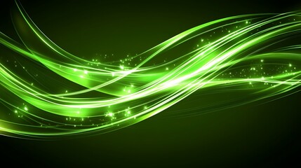 Fototapeta premium Abstract green glowing wavy lines