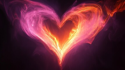 Abstract heart of glowing flames