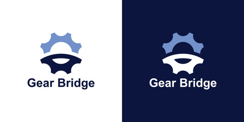 logo design combination gear and bridge,symbol,icon,idea,creative.