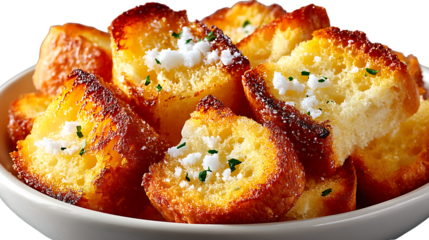 Crispy Garlic Bread Croutons in a Bowl