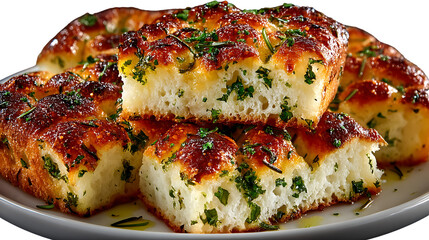 Crispy Herb Bread  Baked Italian Flatbread Close Up Food Photography