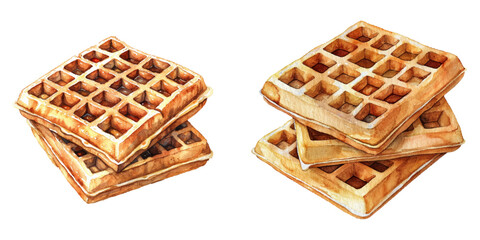 waffles watercolor vector illustration