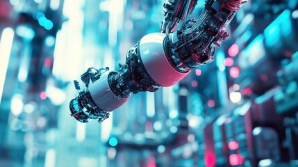 Futuristic Robotic Arm in a Technological Setting