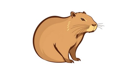 Fototapeta premium A graceful, elegant Capybara pop art vector logo in natural earth tones. The modern flat design uses browns, beiges, and muted colors on a white background
