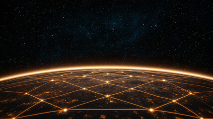 A glowing network connects the planet in a futuristic representation of global communication systems.
