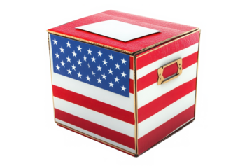 Ballot Box with American Flag Patriotic Red, White, and Blue Symbol of Voting and Civic Duty in the United States .