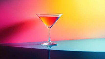 Vibrant Cocktail: A Sunset Martini on a Colorful Background