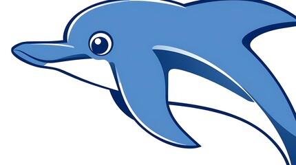 Obraz premium A detailed close-up shot of a modern flat design dolphin vector pop art logo, stylized with simple two-dimensional shapes on a white background