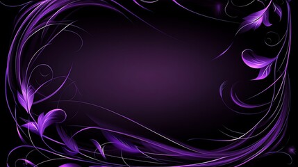 Abstract floral frame, purple on dark
