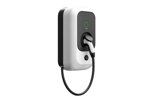 EV charging station for electric car isolated on transparent background
