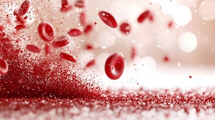 Fototapeta premium Blood Cells Floating with Debris Medical Visualization