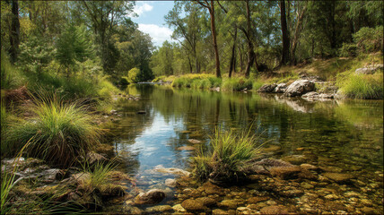Obraz premium Clear streams in the forest Natural scenery