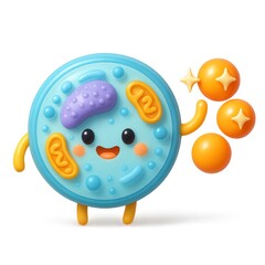 Cute 3D Cellular Character Representing Antioxidant Health Benefits
