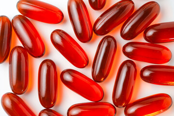 Fish oil capsules with omega 3, omega 9, vitamin D, vitamin E, Cod liver oil, evening primrose oil, borage