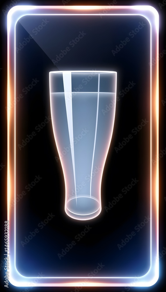 Aufkleber abstract glass forms, a modern design with frosted texture. glowing edges, subtle gradient shapes, c