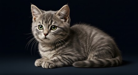 Gray Kitten with Green Eyes