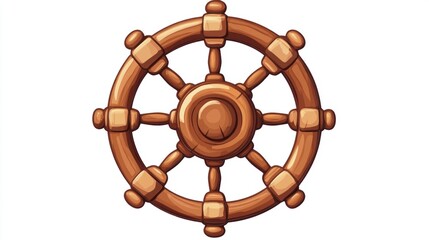 Obraz premium Vintage Wooden Ship Wheel: Nautical Charm and Maritime History