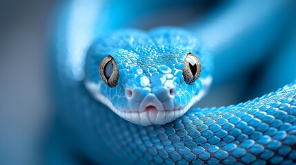 Fototapeta premium Blue Snake Close-up Captivating Reptile Portrait with Detailed Scales