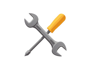  Vector Illustration of Crossed Wrench and Screwdriver Tools on on Transparent PNG Background