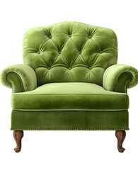 Lime green tufted armchair