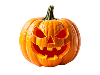  Glowing Halloween Pumpkin with Scary Face on on Transparent PNG Background