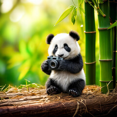 Obraz premium oso panda, japon, procyon lotor, animal, camara, fotografía, fotógrafo, mamífero, huron, fauna, aislada, naturaleza, inhospitalario, pelaje, vista frontal 
