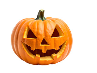  Glowing Halloween Pumpkin with Scary Face on Transparent PNG Background