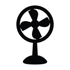 Obraz premium desk fan vector silhouette icon - ideal for business, office, or remote work graphics.