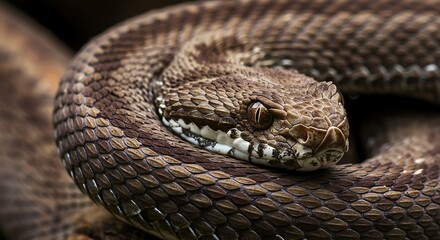Obraz premium Close up view of coiled snake