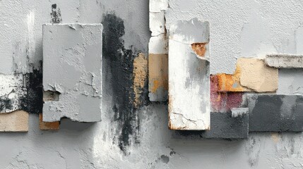 Abstract Urban Decay Textured Wall with Peeling Paint and Rusty Elements