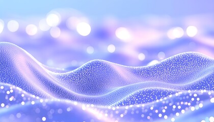 Abstract image of soft, undulating pastel purple waves with sparkling bokeh lights