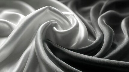 Fototapeta premium Elegant Silk Fabric Draped in Monochrome Featuring Soft Textures and Smooth Folds for Luxury D