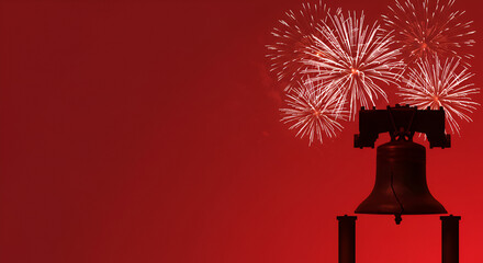 Patriotic celebration with liberty bell and fireworks