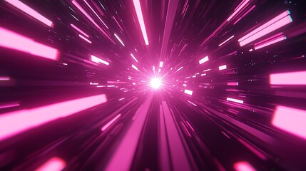 Fototapeta premium Abstract speed tunnel, vibrant pink