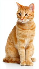 Obraz premium A detailed illustration of a sitting orange cat with bright eyes, showcasing a lifelike and textured appearance.