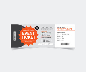 Event Ticket Template Design Vector File and Fully Customization