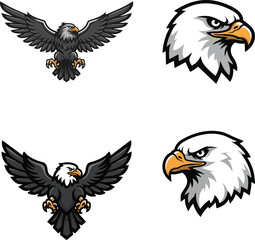 Fototapeta premium Eagle Mascot Logos Collection – Flying and Head Variations