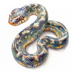 Obraz premium Colorful Hypnotic Snake Illustration with Detailed Scales and Patterns