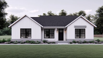 Fototapeta premium Modern House Plan with Expansive Views and Style