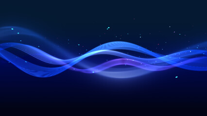 青い海にたゆたうデジタルウェーブ（抽象的で動きのあるウェーブアート）動画もあります