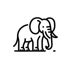 Elegant Line Art Elephant  Majestic Wildlife Icon