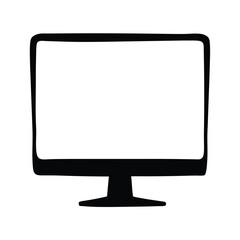 office computer vector silhouette icon - ideal for business, office, or remote work graphics.